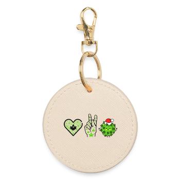 Love, Peace and Happiness / Merry Christmas - Round Keyring - oyster - Front