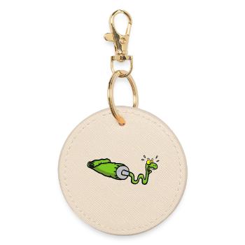 Green snake and gouache tube - Round Keyring - oyster - Front