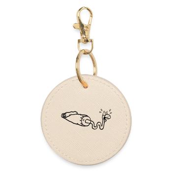 Black snake and gouache tube - Round Keyring - oyster - Front