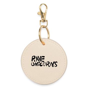 Rave Unicorns Logo Text Black - Runder Schlüsselanhänger - Auster - Vorne