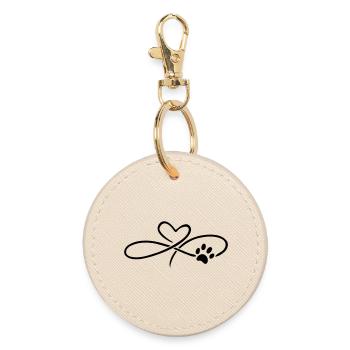 Coeur infini avec patte chien chat - Porte-clés rond - huître - Devant