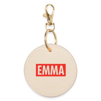 EMMA Name T-shirt – Original and trendy gift - Round Keyring - oyster - Front