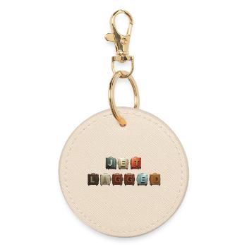 JET LAGGED – suitcase in the air - Round Keyring - oyster - Front