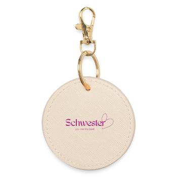 Schwesterherz_the_best - Round Keyring - oyster - Front
