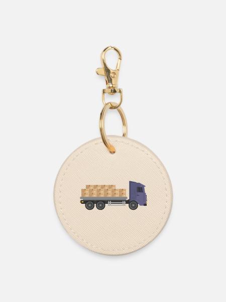 Container-LKW - Runder Schlüsselanhänger - Auster