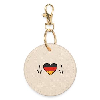 Deutschland Heartbeat Line Flagge Liebe Reisen Design - Runder Schlüsselanhänger - Auster - Vorne