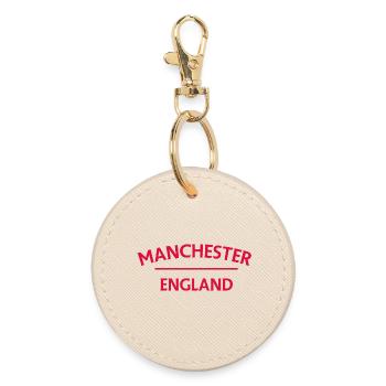 Manchester – England Lyric Design - Runder Schlüsselanhänger - Auster - Vorne