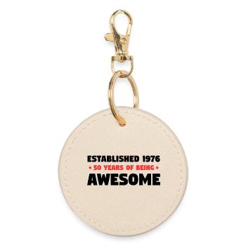 Established 1976 50 Years Awesome Birthday - Round Keyring - oyster - Front