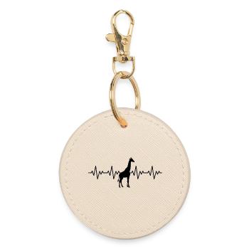 Giraffe ECG Heartbeat - Round Keyring - oyster - Front