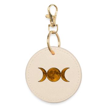 Wicca de la Triple Lune - Déesse en Or - Porte-clés rond - huître - Devant