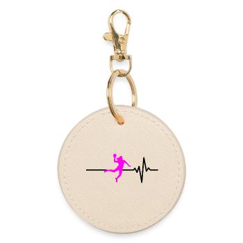 JOUEUR DE HANDBALL BATTEMENT DE BALLE ROSE ADRÉNALINE - Porte-clés rond - huître - Devant