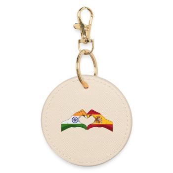 United Hearts India Spain - Round Keyring - oyster - Front
