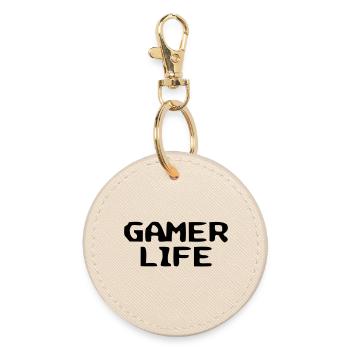 Lässiger Gamer Life Schriftzug - Runder Schlüsselanhänger - Auster - Vorne