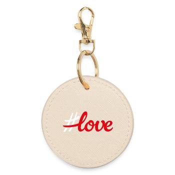 Hashtag Red Love Love Handwriting Minimalist - Round Keyring - oyster - Front