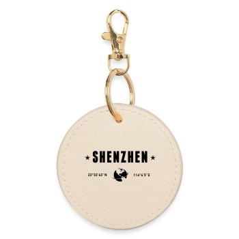 Shenzhen China Coordinates Planet Earth - Round Keyring - oyster - Front