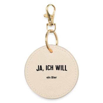 Ja, ich will - Ein Bier - Runder Schlüsselanhänger - Auster - Vorne