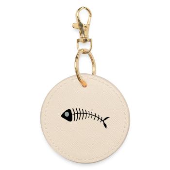 Stilisierte Fischgräten Illustration - Runder Schlüsselanhänger - Auster - Vorne
