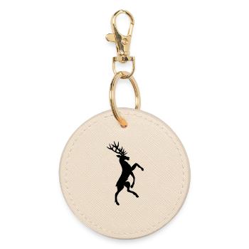 Stehende Hirsch Heraldik Schattenfigur - Runder Schlüsselanhänger - Auster - Vorne