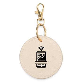 Call me phone stock exchange - Round Keyring - oyster - Front