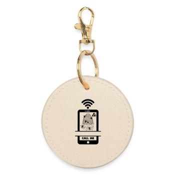 Call me phone beekeeper delicious honey - Round Keyring - oyster - Front