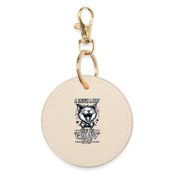 A LOUGH A DAY KEEPS THE GRUMPY AWAY, FUNNY - Round Keyring - oyster - Front