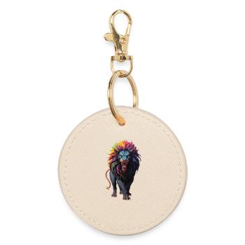 Multicolored Lion - Round Keyring - oyster - Front