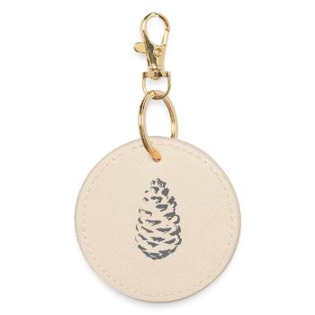Spruce cone silhouette in shade grey - Round Keyring - oyster - Front