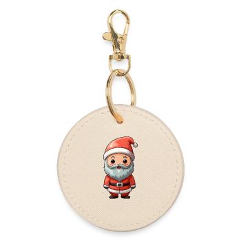 Santa Cartoon Charm - Round Keyring - oyster - Front