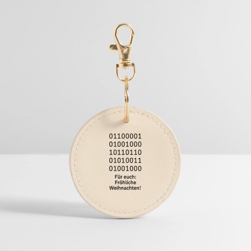 Binary Code Christmas Magic Round Keyring