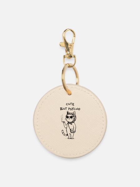 Cute but Psycho - Runder Schlüsselanhänger - Auster