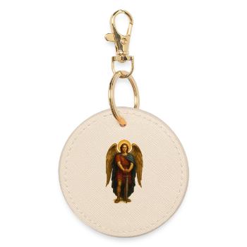 Guardian Angel Aura | Classical Baroque painting - Round Keyring - oyster - Front