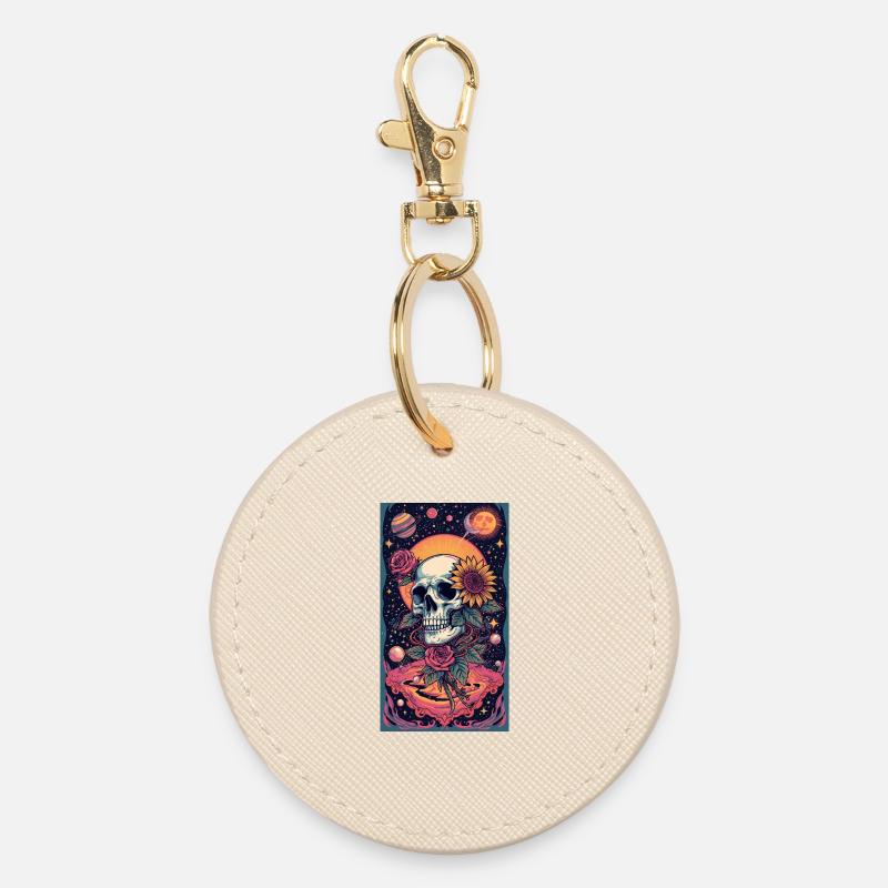 Crâne et Fleur de l’Espace - Porte-clés rond - huître