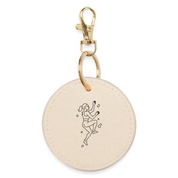 Bouldering Silhouette | Minimalist climber - Round Keyring - oyster - Front