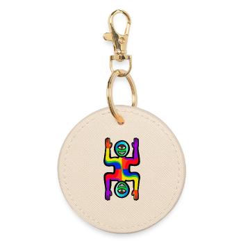 Regenbogen-Zwei-Gesichter-Figur - Runder Schlüsselanhänger - Auster - Vorne