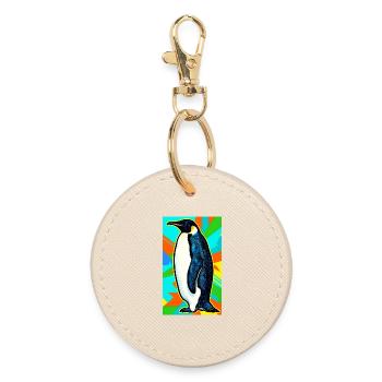 Pinguin - Runder Schlüsselanhänger - Auster - Vorne