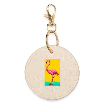 Flamant - Porte-clés rond - huître - Devant