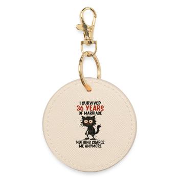 36e Cadeau d’anniversaire de mariage Mari Mari Épouse - Porte-clés rond - huître - Devant