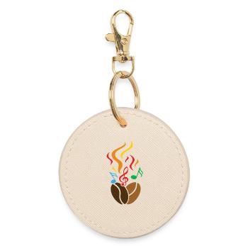 Coffee beans with music notes - Round Keyring - oyster - Front