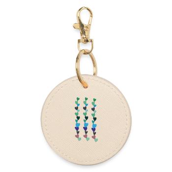 heart chain blue - Round Keyring - oyster - Front