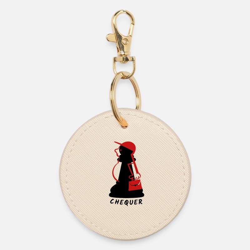 Chequer - Round Keyring - oyster