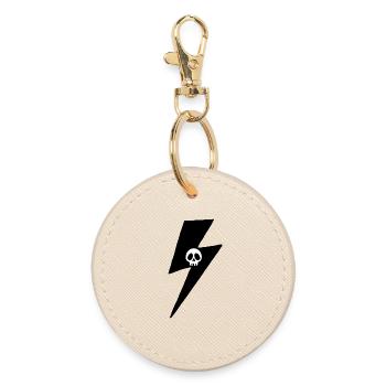 Minimalist Skull Lightning - Round Keyring - oyster - Front