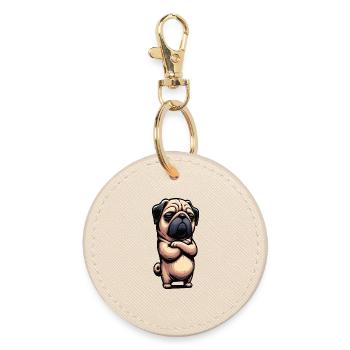Mops Möpse Mopsbesitzer Mopsliebhaber Mopshalter - Runder Schlüsselanhänger - Auster - Vorne