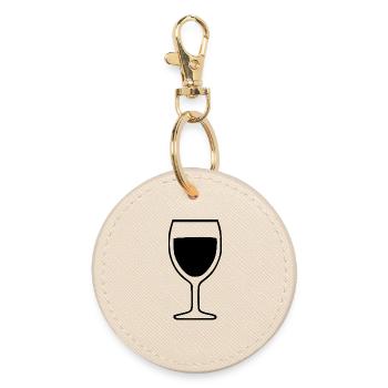 Wine Wine Glass Red Wine - Round Keyring - oyster - Front