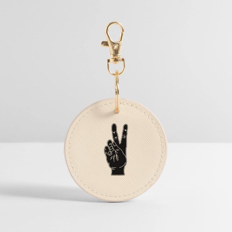 Black hand gesture peace Round Keyring