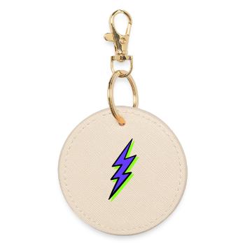 Abstract Ray in Neon Tones - Round Keyring - oyster - Front