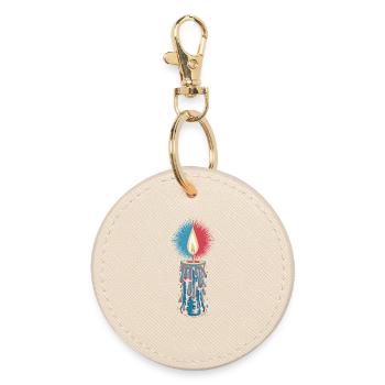 Faith Light Candle Retro Spirit Design - Round Keyring - oyster - Front