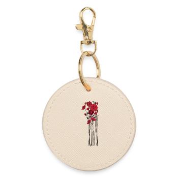 Illustration de fleurs de galets - Porte-clés rond - huître - Devant