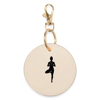 Silhouette de yoga en posture de l’arbre - Porte-clés rond - huître - Devant