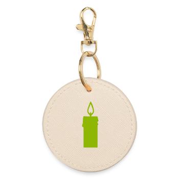 Silhouette de la Flamme de la Bougie Verte - Porte-clés rond - huître - Devant