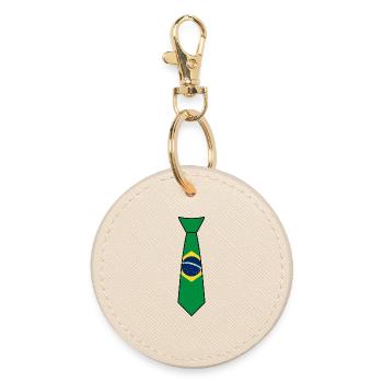 Brasilien-Krawatte – Flaggendesign - Runder Schlüsselanhänger - Auster - Vorne
